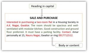 Sale and purchase advertisement format