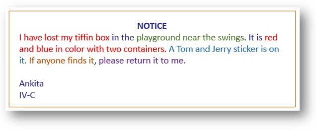 Notice Writing format For class 4 and 5 format