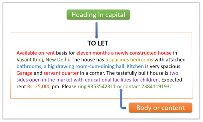 To let advertisement format