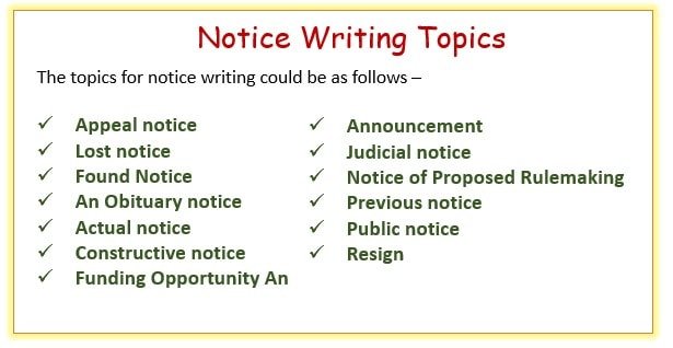 notice writing topics