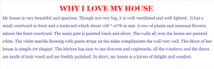 Process Writing on Why I Love My House 150-200 Words