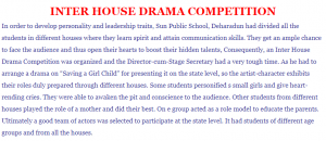 Process Writing on Inter-House Drama Competition 150-200 Words