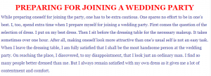 Process Writing on Preparing for Joining a Wedding Party 150-200 word