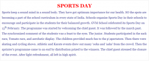 Process Writing on Sports Day 150-200 words