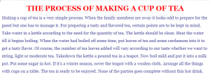 Process Writing on The Process of Making a Cup of Tea 150-200 words