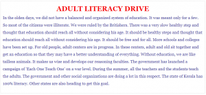 Process writing on Adult Literacy Drive