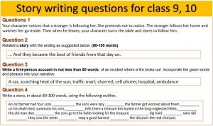 Story writing questions for class 10