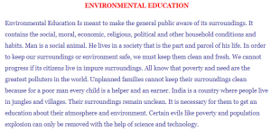 Write a short paragraph on Environmental Education
