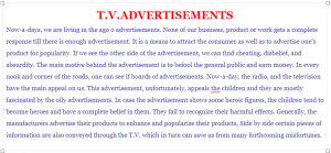 Write a short paragraph on Tv advertisement