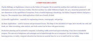 Write an article in about 100 words on ‘Computer Education’