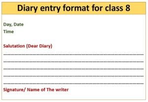 Diary entry for class 8 format