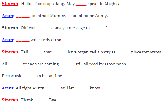 Pronoun conversation exercise for kidsv