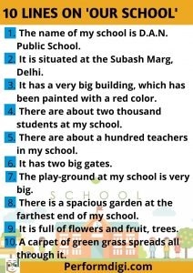 10 lines on our school