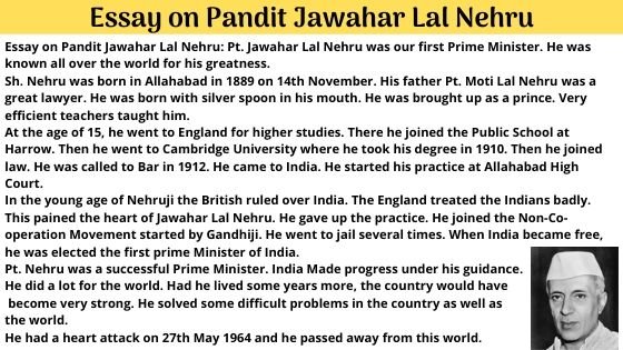 Essay on Pandit Jawahar Lal Nehru