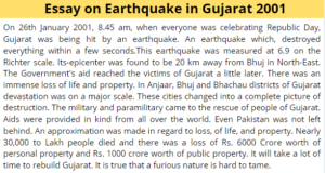 Essay on Earthquake in Gujarat 2001