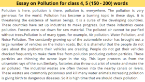 Essay no pollution for class 4 and 5