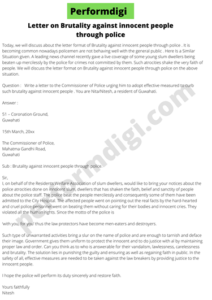 Letter on Brutality against innocent people through police