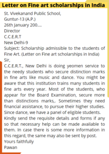 Letter on Fine art scholarships in India