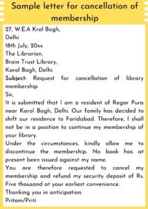 Sample letter for cancellation of membership