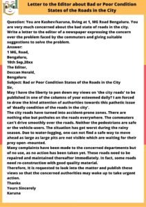 Bad or Poor Condition States of the Roads in the City