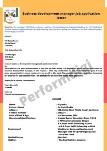 Business development manager job application letter