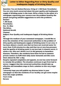 Poor Quality and Inadequate Supply of Drinking Water