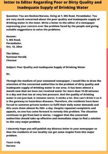 Poor Quality and Inadequate Supply of Drinking Water