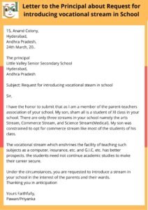 Request for introducing vocational steam in school