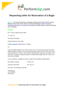 Requesting letter for reservation of bogie