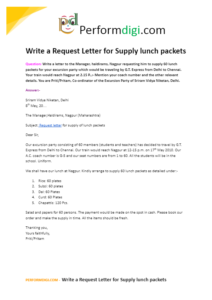 Write a request letter for supply lunch packets