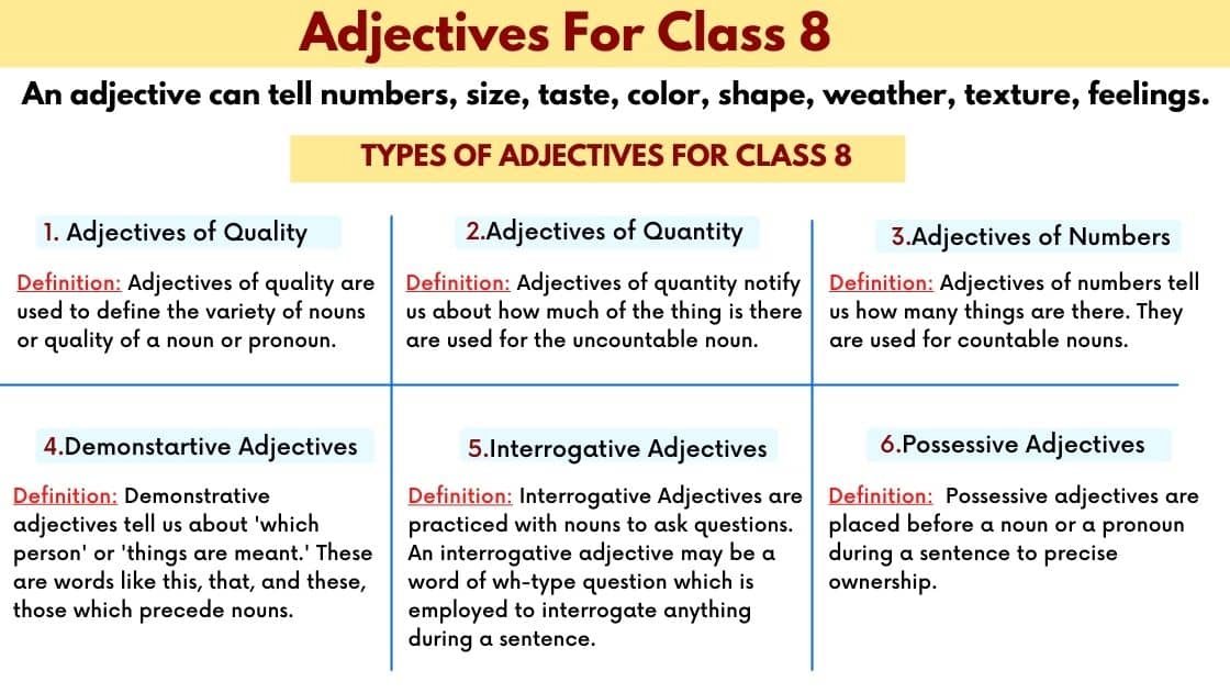 Adjective for class 8