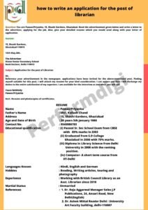 How to write an application for the post of librarian