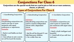 Conjuctions for class 6