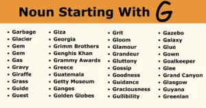 Nouns that start with G