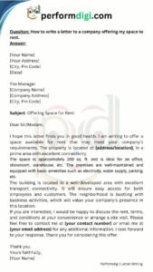 Letter to a Company Offering Space to Rent