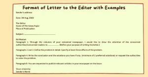 Format of Letter to the Editor with Examples