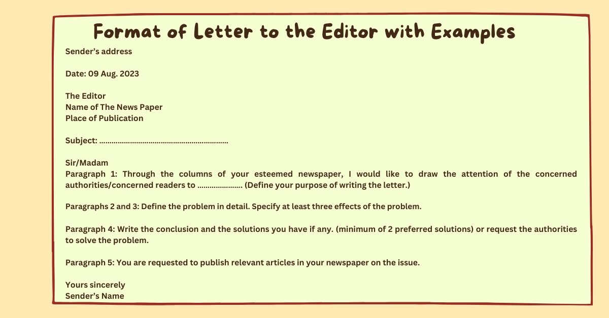 Format of Letter to the Editor with Examples